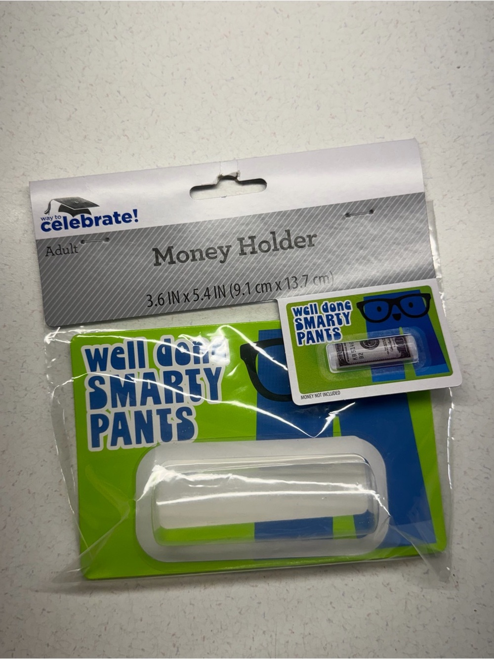 "Well Done Smarty Pants" Green Money Holder 3.6 x 5.4